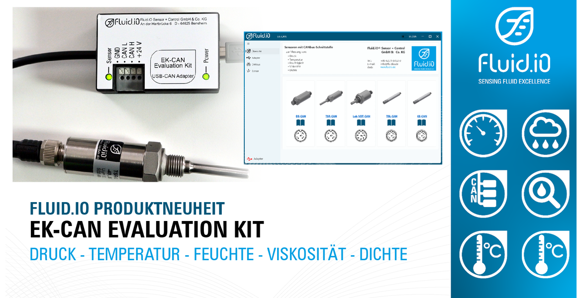 Evaluation kit for Fluid.iO sensors with CAN bus interface